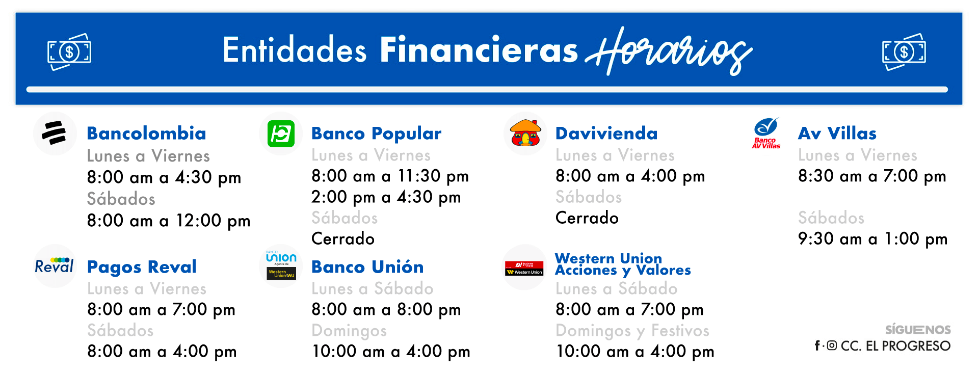 Horarios bancos dosquebradas